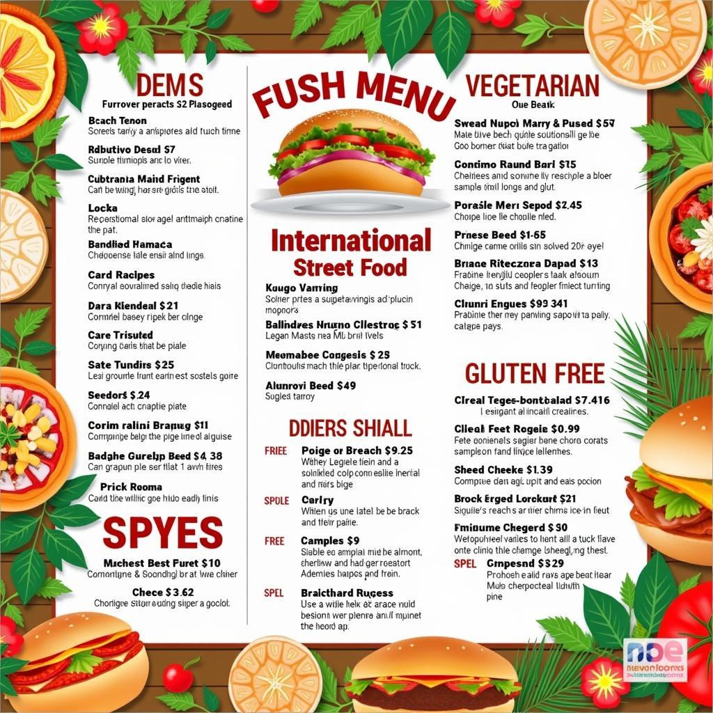 Variety of lunch options on a food truck menu