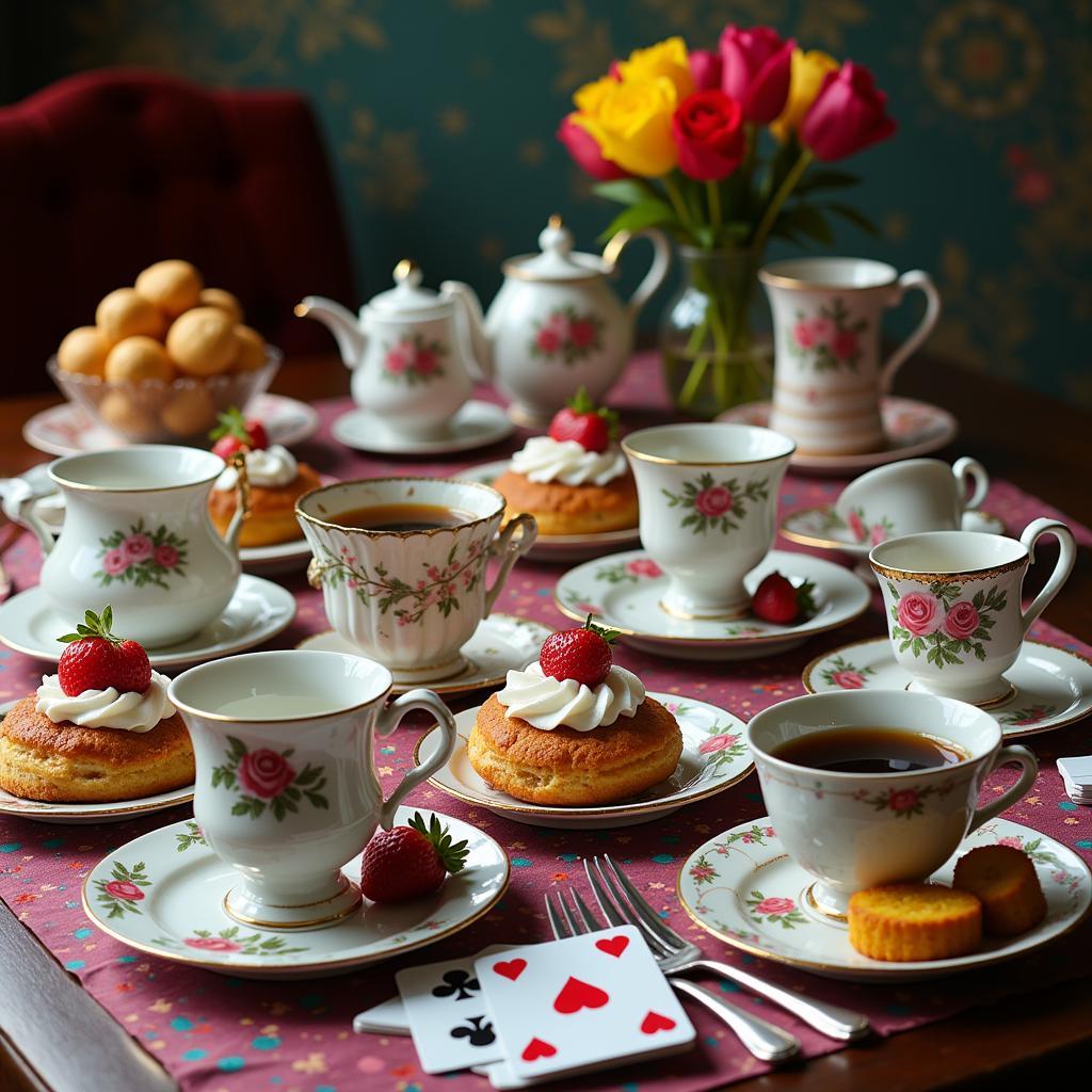 Mad Hatter tea party table setting