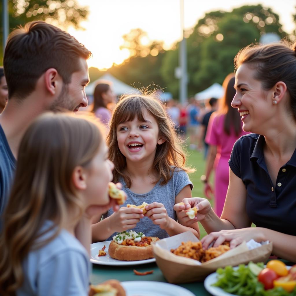 Families Enjoying Food at the Mahwah Food Truck Festival