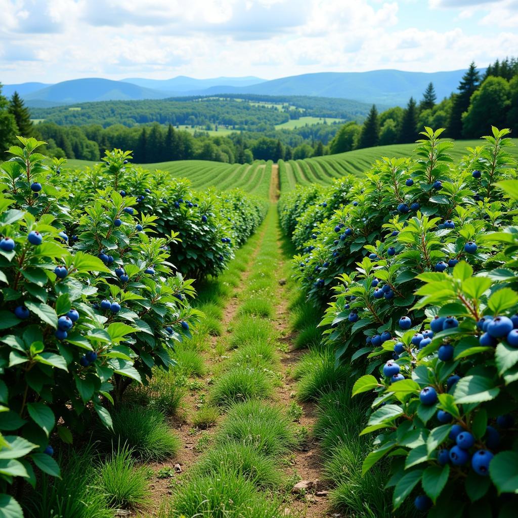 Maine Blueberry Farm at Harvest Time