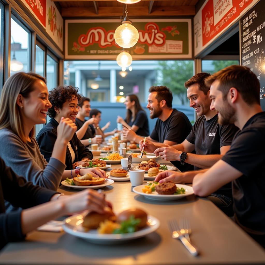 Customers enjoying Makaw's Food Truck