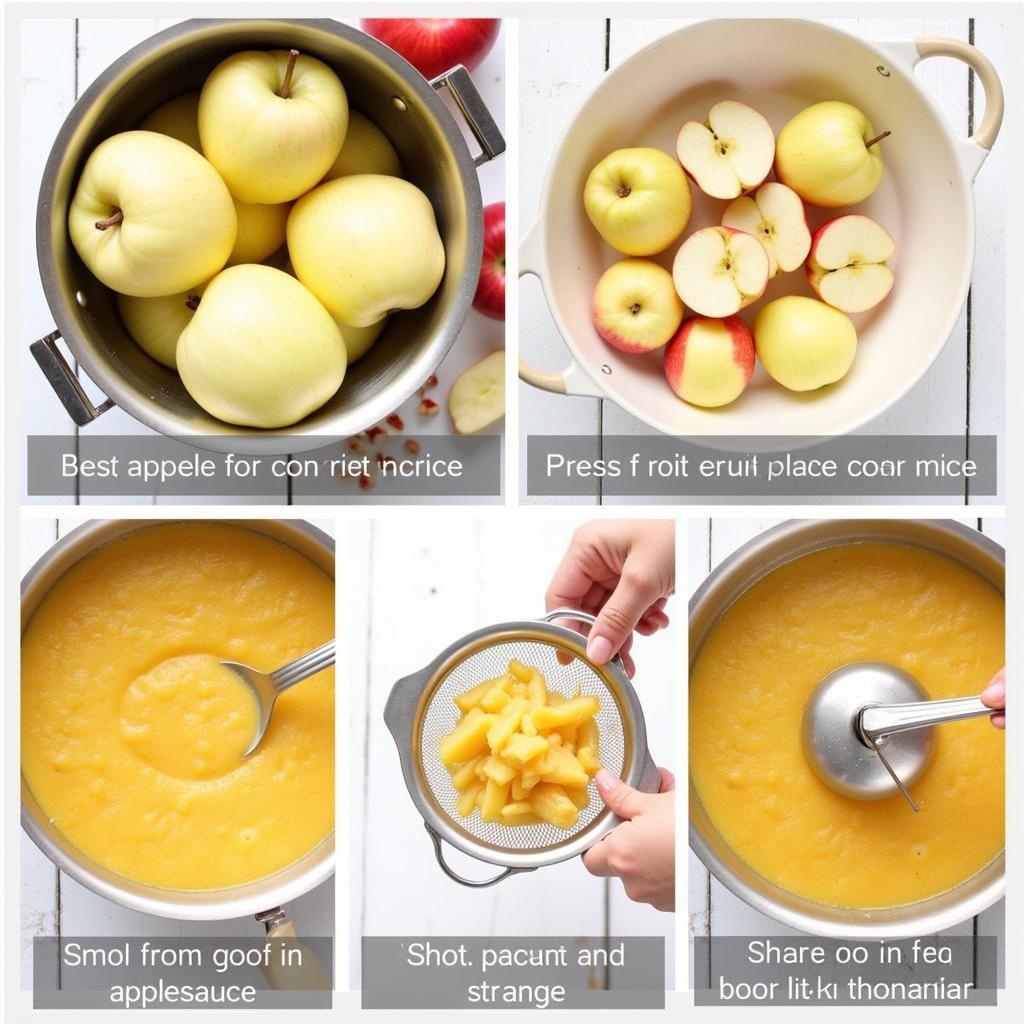 The process of straining applesauce