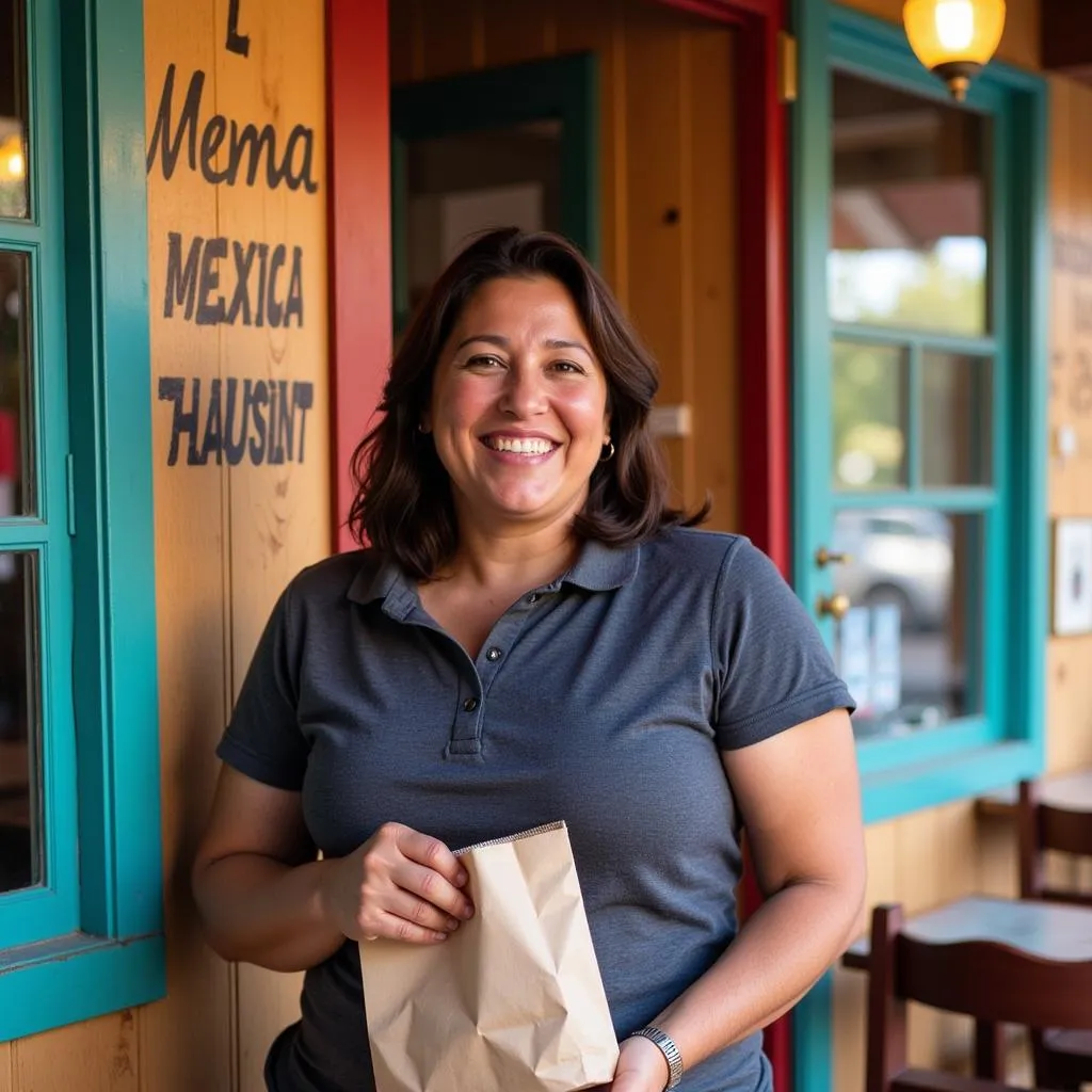 Maria Sanchez, a local foodie, smiles in front of a Mexican restaurant in Tahoe City.