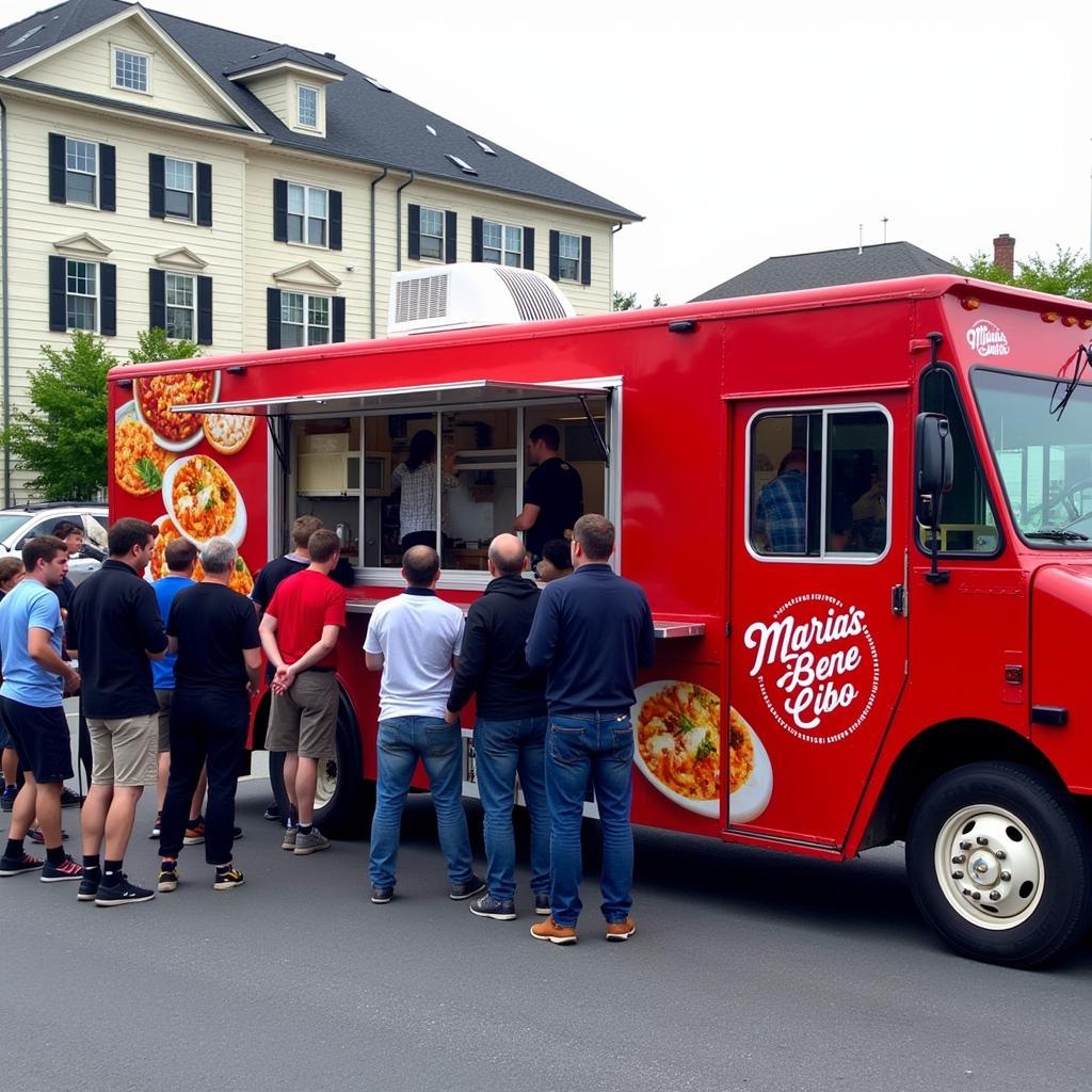 Maria's Bene Cibo food truck parked at a local food truck event