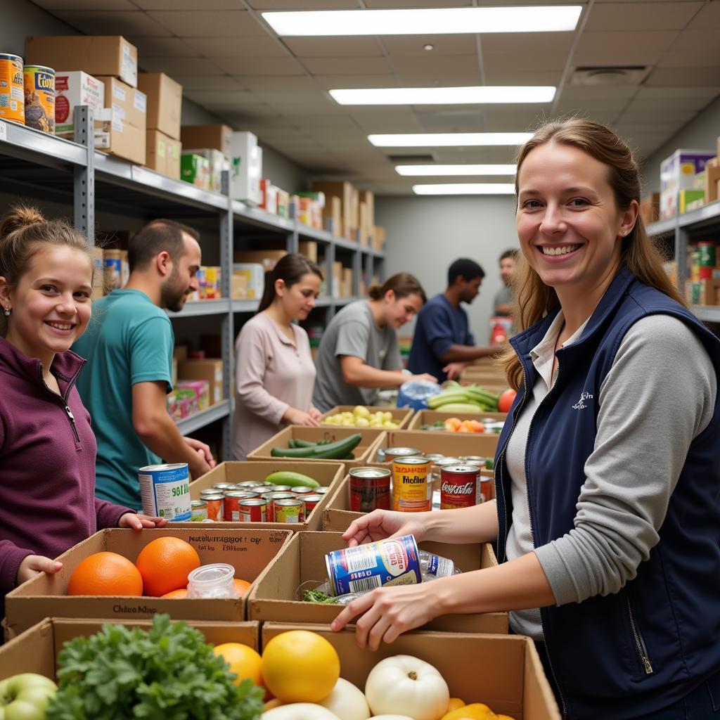 Volunteers sorting donations at a Martinsburg WV food pantry