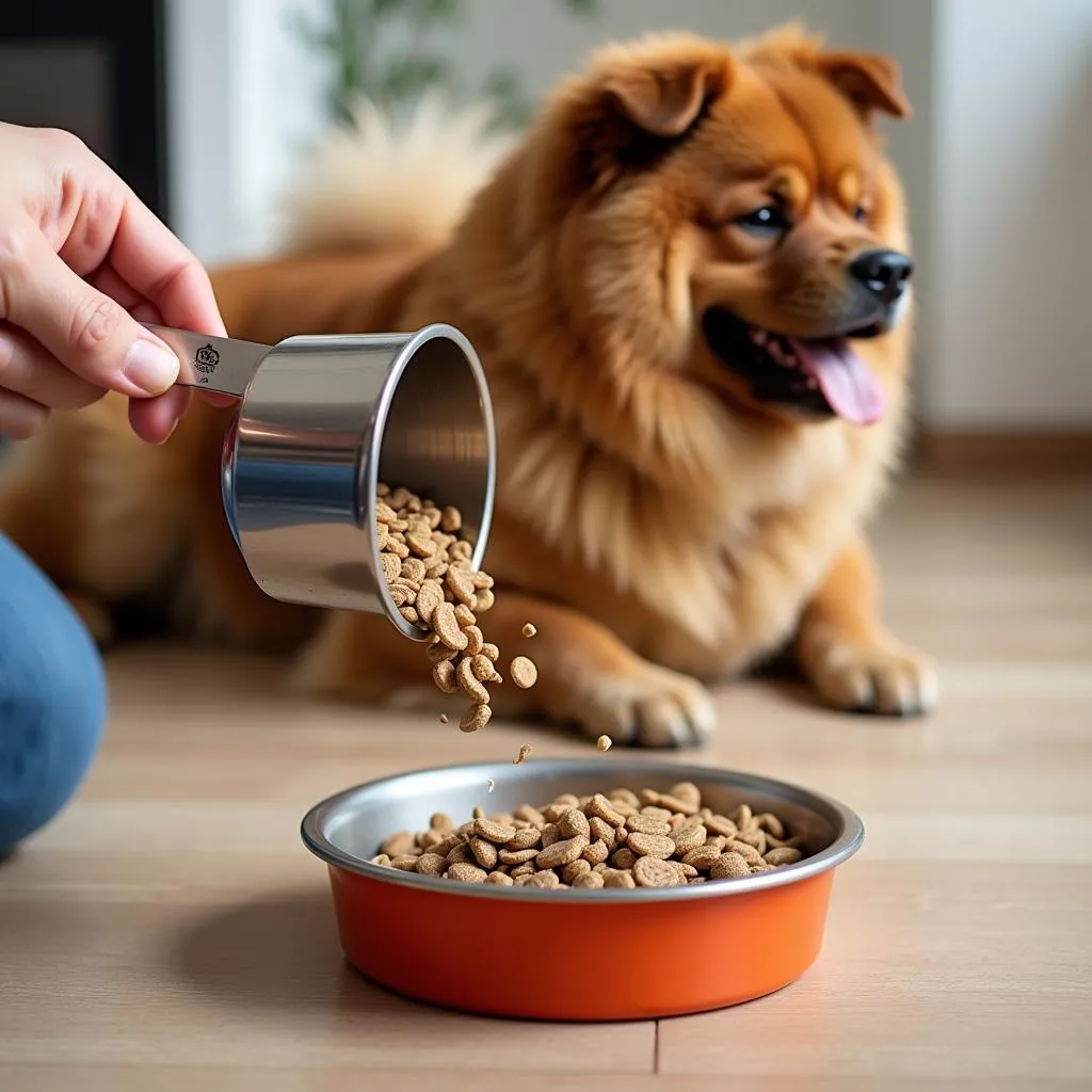 Measuring out food for a Chow Chow