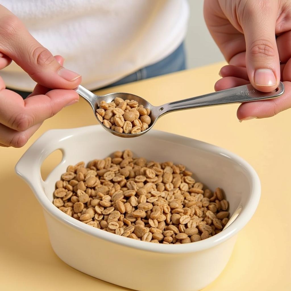 Measuring Oat Groats for Dog Food