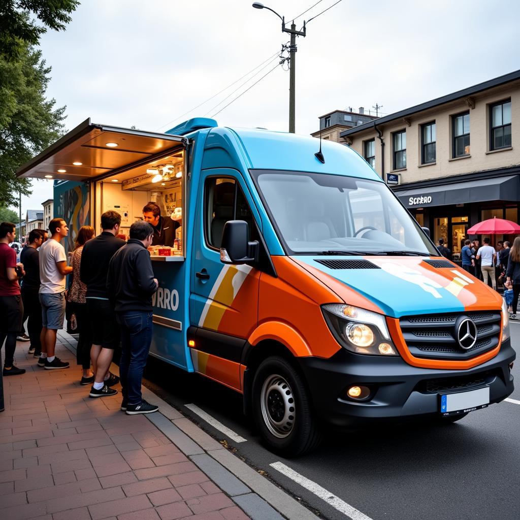 Mercedes Benz Sprinter Food Truck Serving Customers