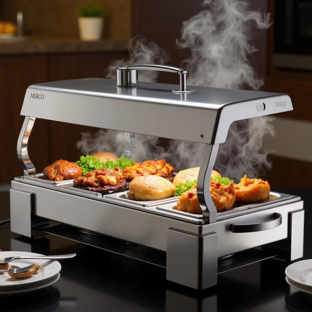 Merco food warmer on a buffet table