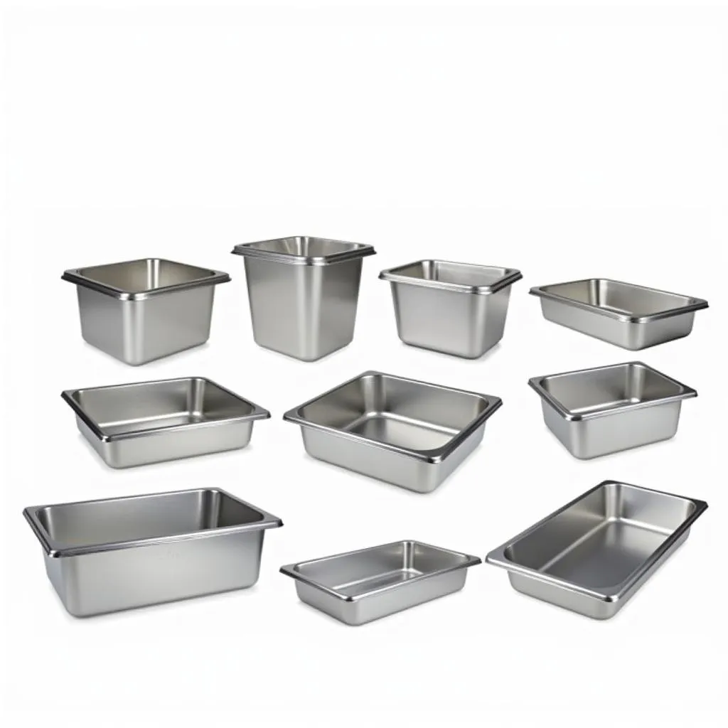 Different types and sizes of Merco food warmer pans