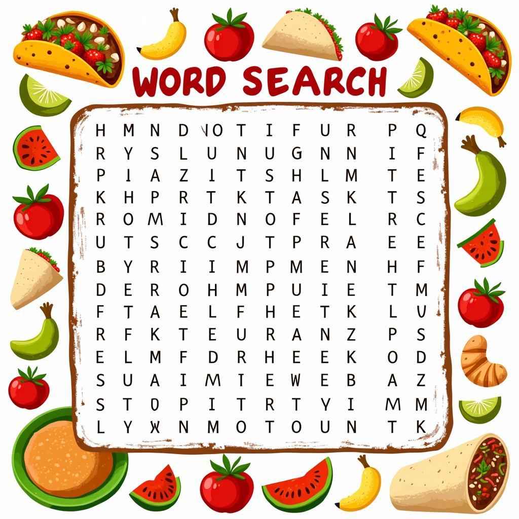 Mexican food word search puzzle