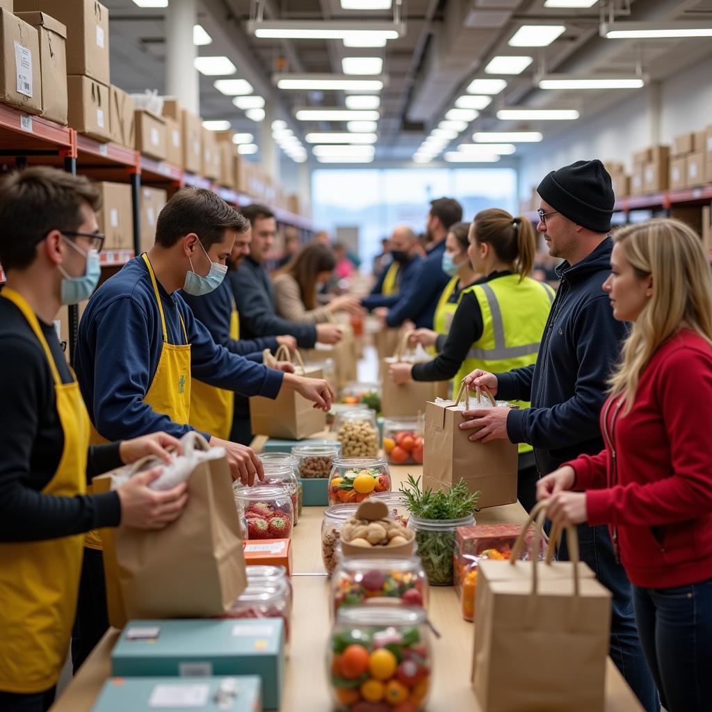 Food distribution at a Michigan City food pantry