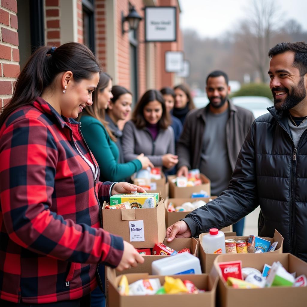 Donating food to a Michigan City food pantry