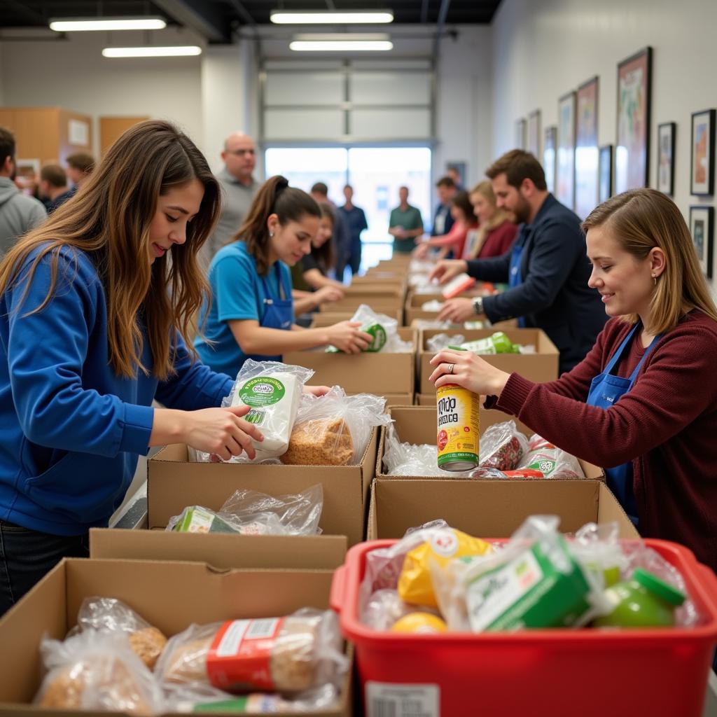 Volunteers at a Michigan City food pantry