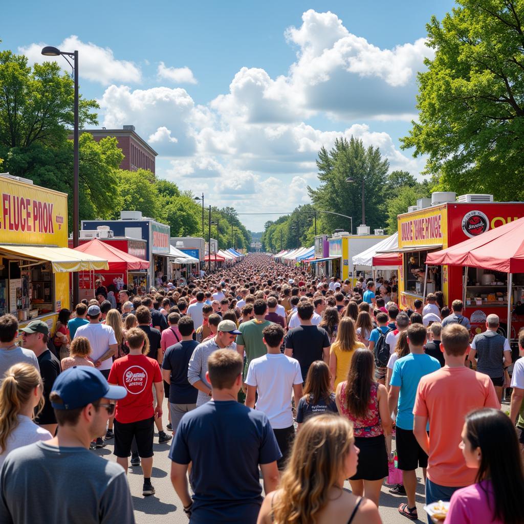 Vibrant Crowd at a Michigan Food Truck Festival