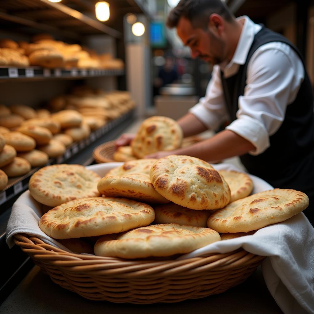 Fresh Bread in a Middle Eastern Food Market