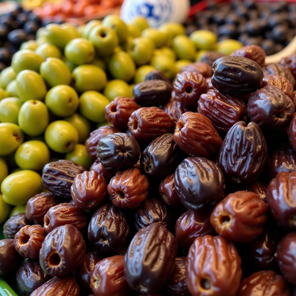 Olives and Dates in a Middle Eastern Market