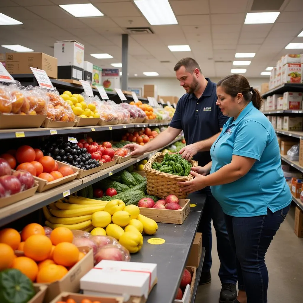 Client Choosing Fresh Produce at Middleton Food Pantry