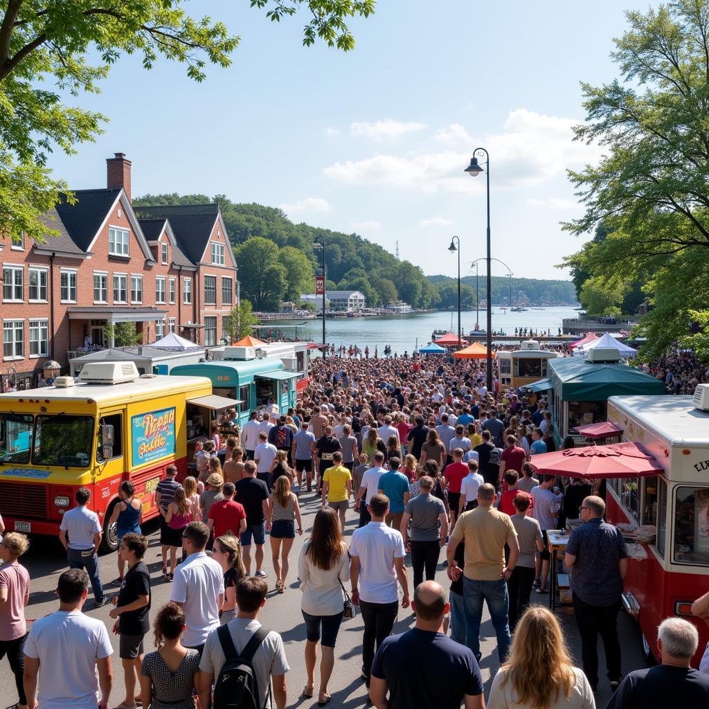 Excited crowd at the Milford CT food truck festival