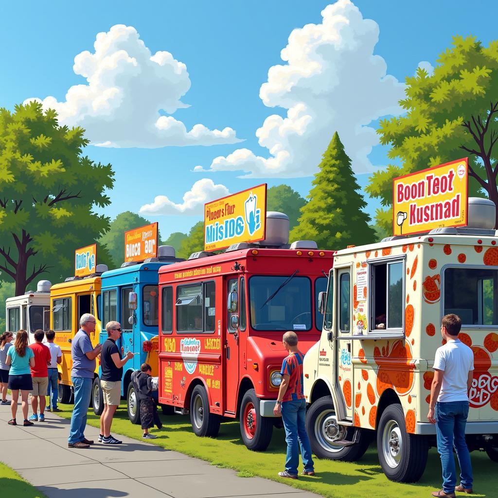 A variety of food trucks at the Milford CT Food Truck Festival