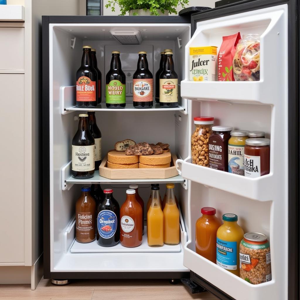 Mini Bar Stocked with Local Snacks and Beverages