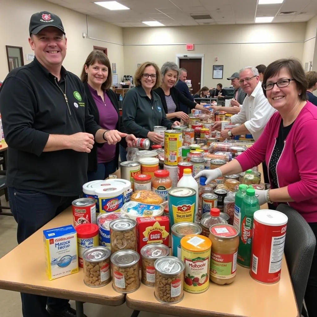 Volunteers at the Minocqua Food Pantry sort through a variety of donated food items.