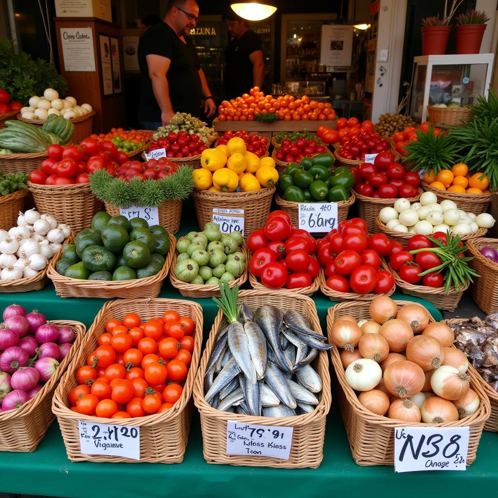 Fresh ingredients at a local market used in Mio Basque urban food