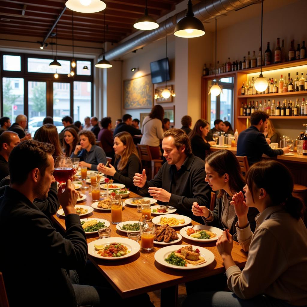 The lively atmosphere of a Mio Basque urban food restaurant