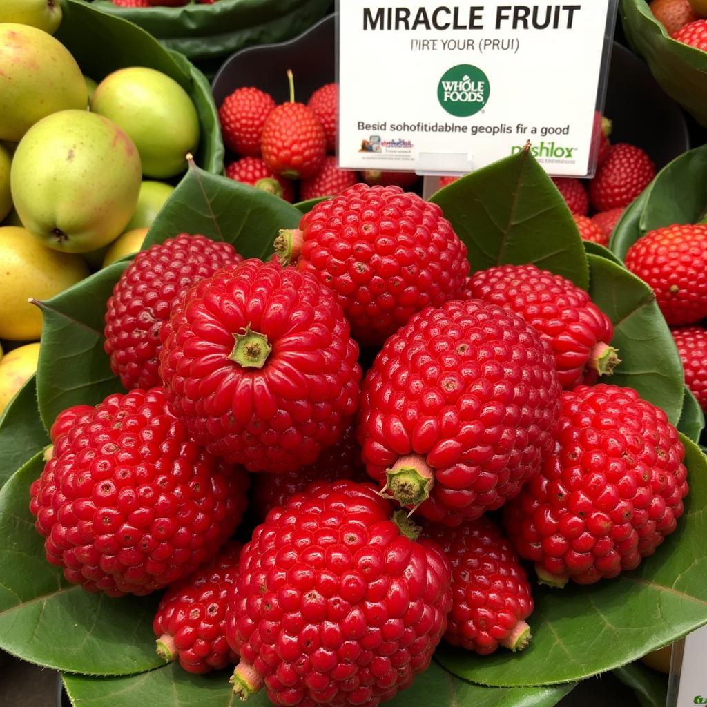 Miracle fruit displayed at Whole Foods