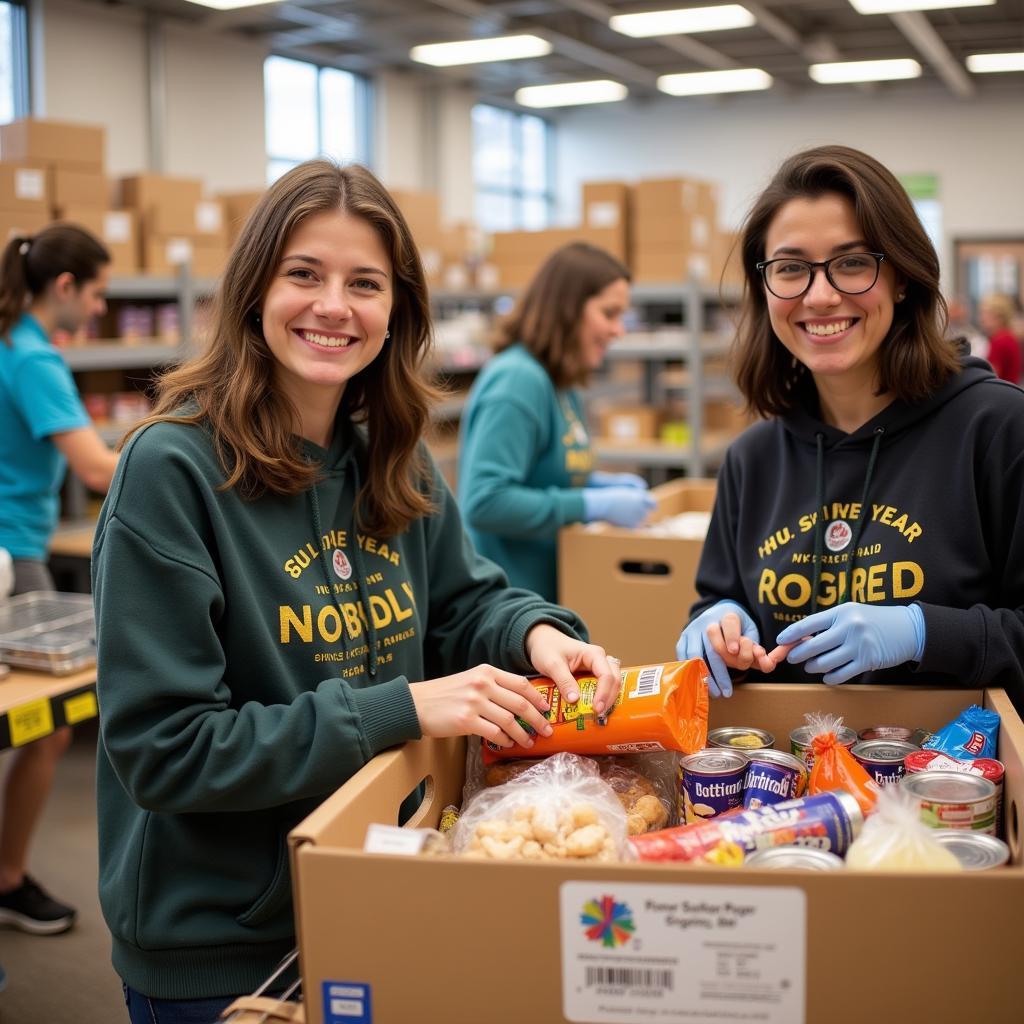 Volunteers sorting food donations at Mishawaka Food Pantry