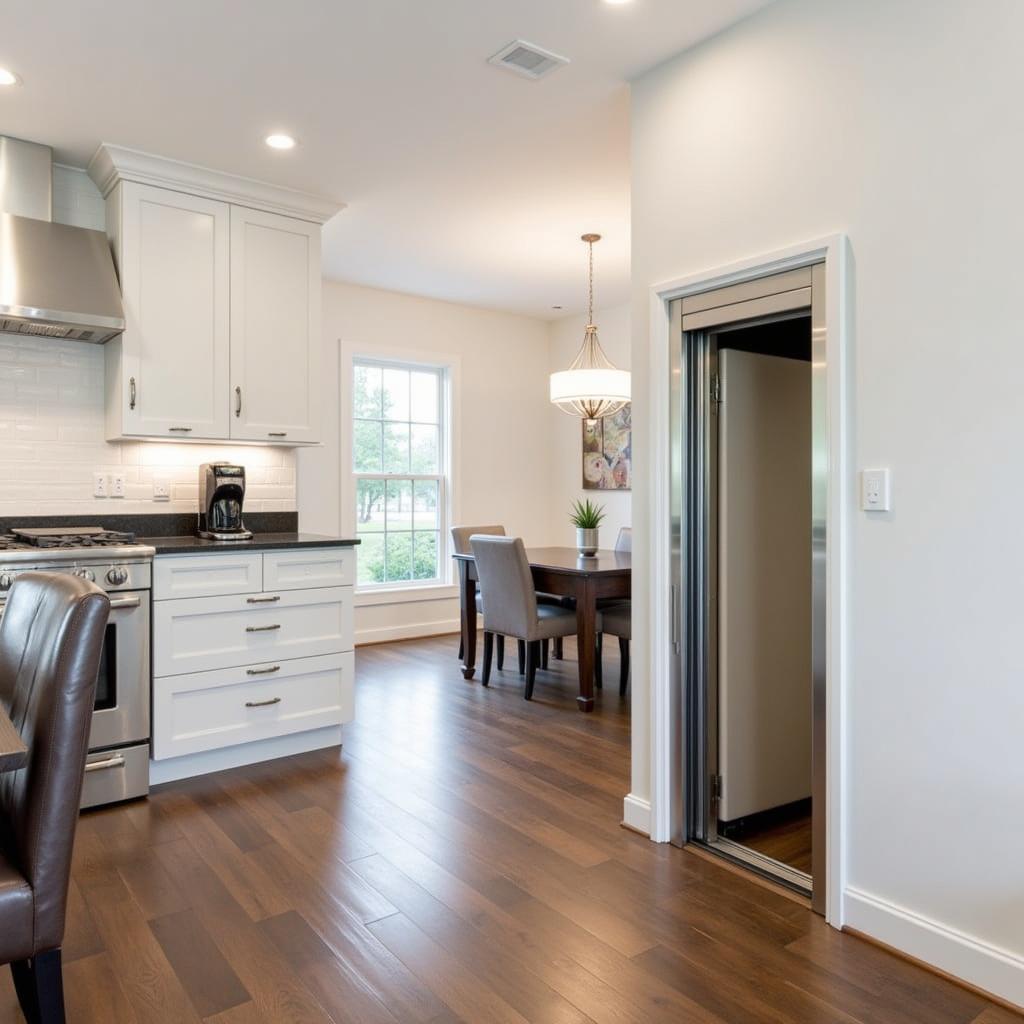 Modern Home Kitchen with Integrated Food Elevator