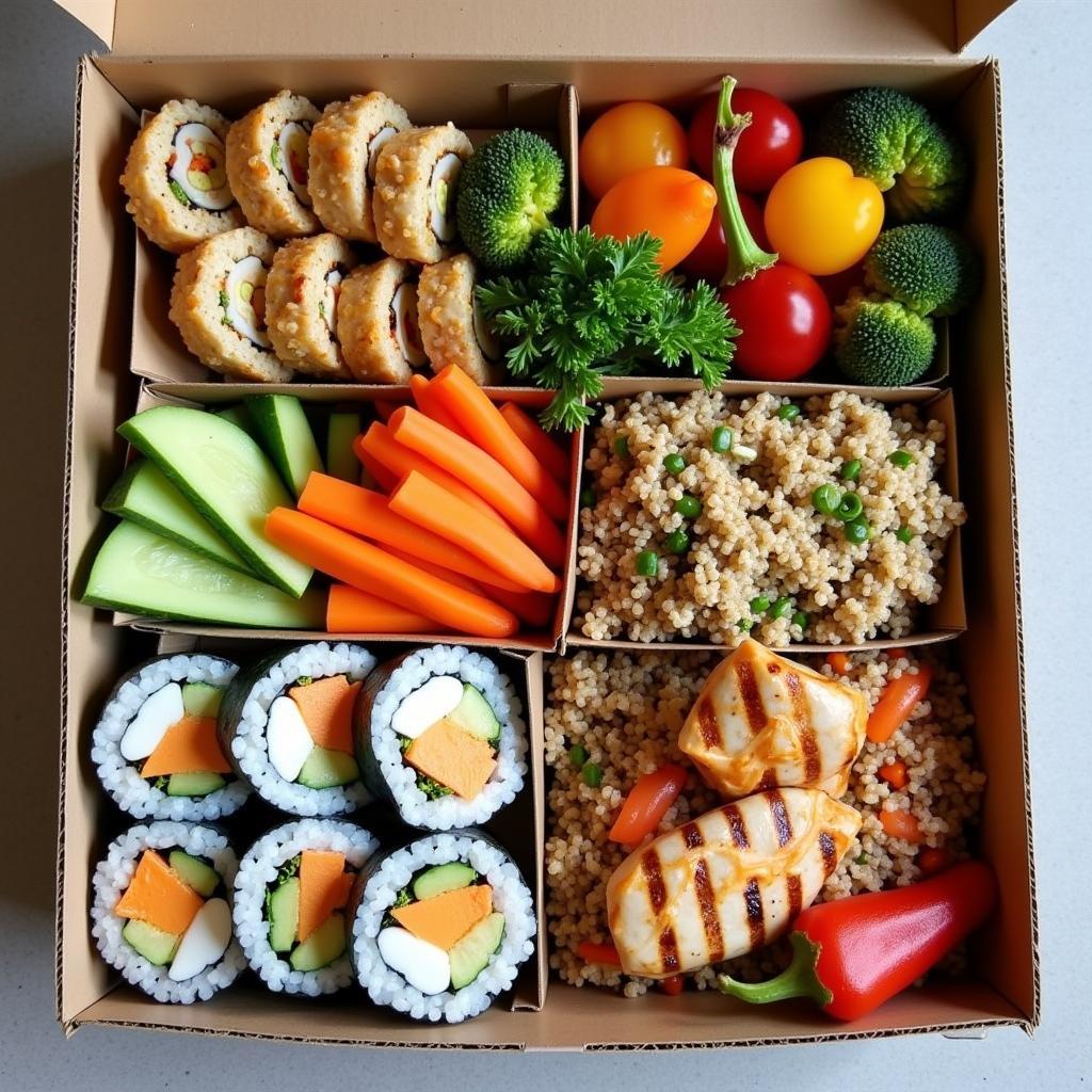 Modern Japanese Food Box with Fresh Ingredients