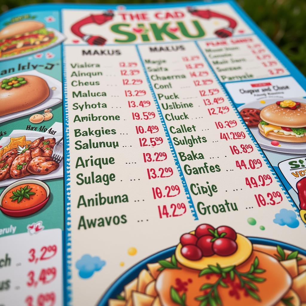 Moe Anime Themed Food Truck Menu