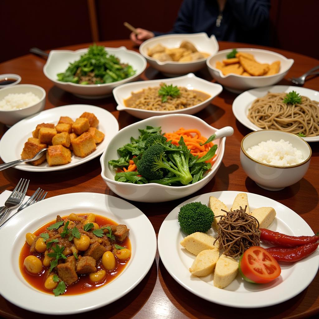 Assortment of colorful vegetarian dishes