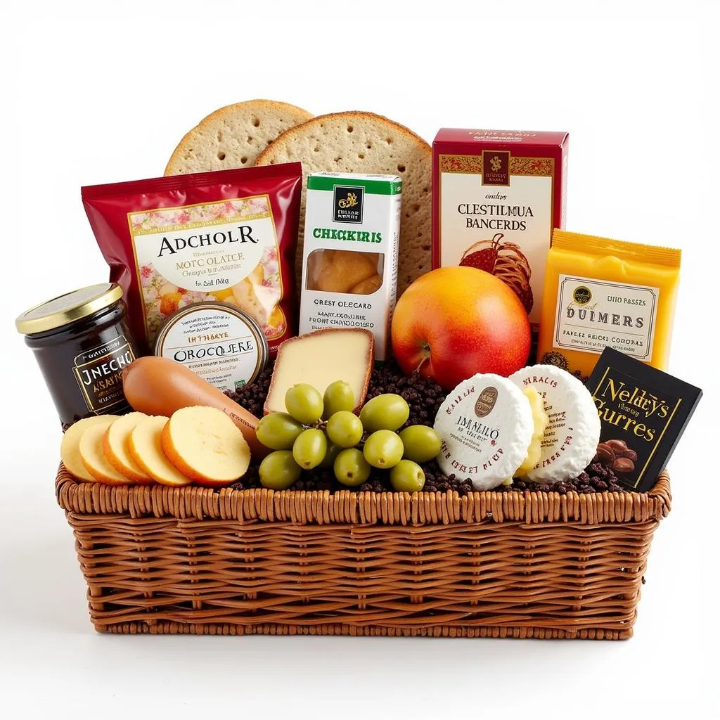 Mother's Day food gift basket filled with gourmet treats.