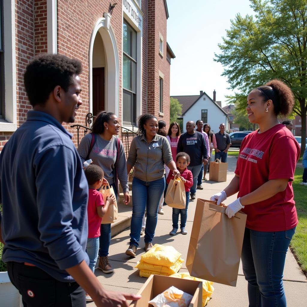 Families Receiving Food at Mount Olive Baptist Church