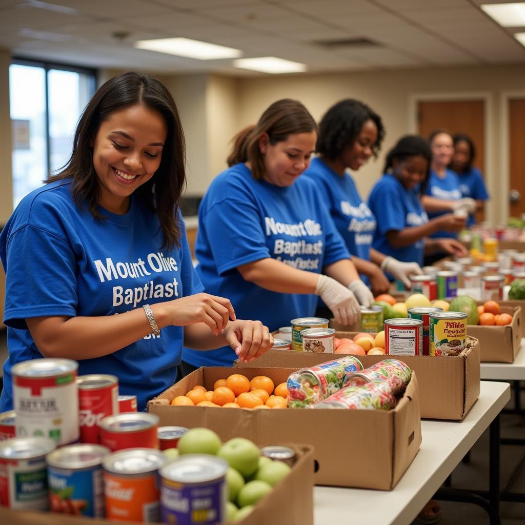 Volunteers at Mount Olive Baptist Church Food Distribution Center