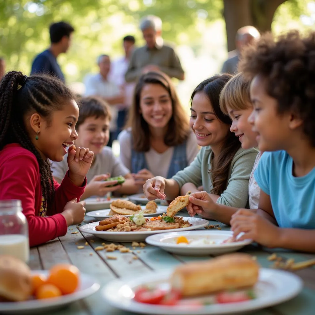 Families attending a community event at Mount Zion Food Pantry