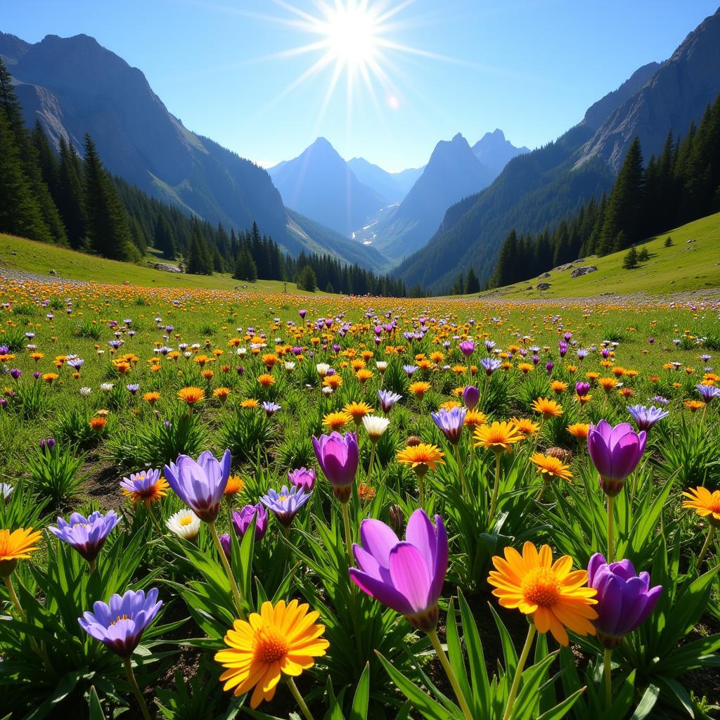 Mountain Meadow Filled with Wildflowers