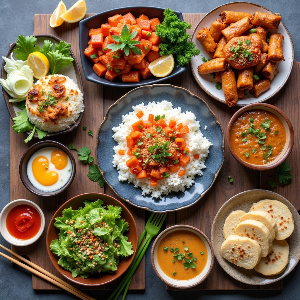 A close-up shot of popular dishes from Ms. Fu Food Truck