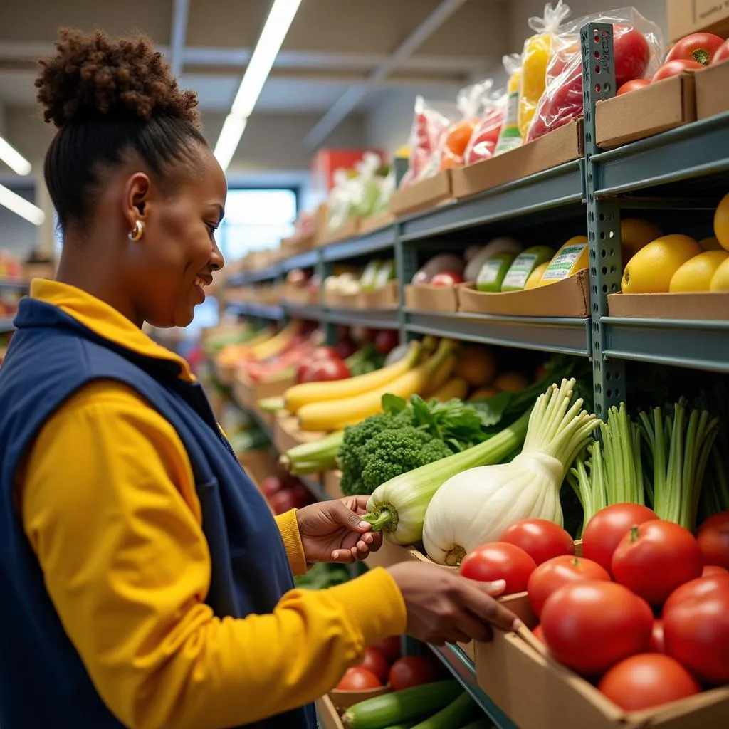 Client Selecting Fresh Produce at Mt Pleasant Food Pantry