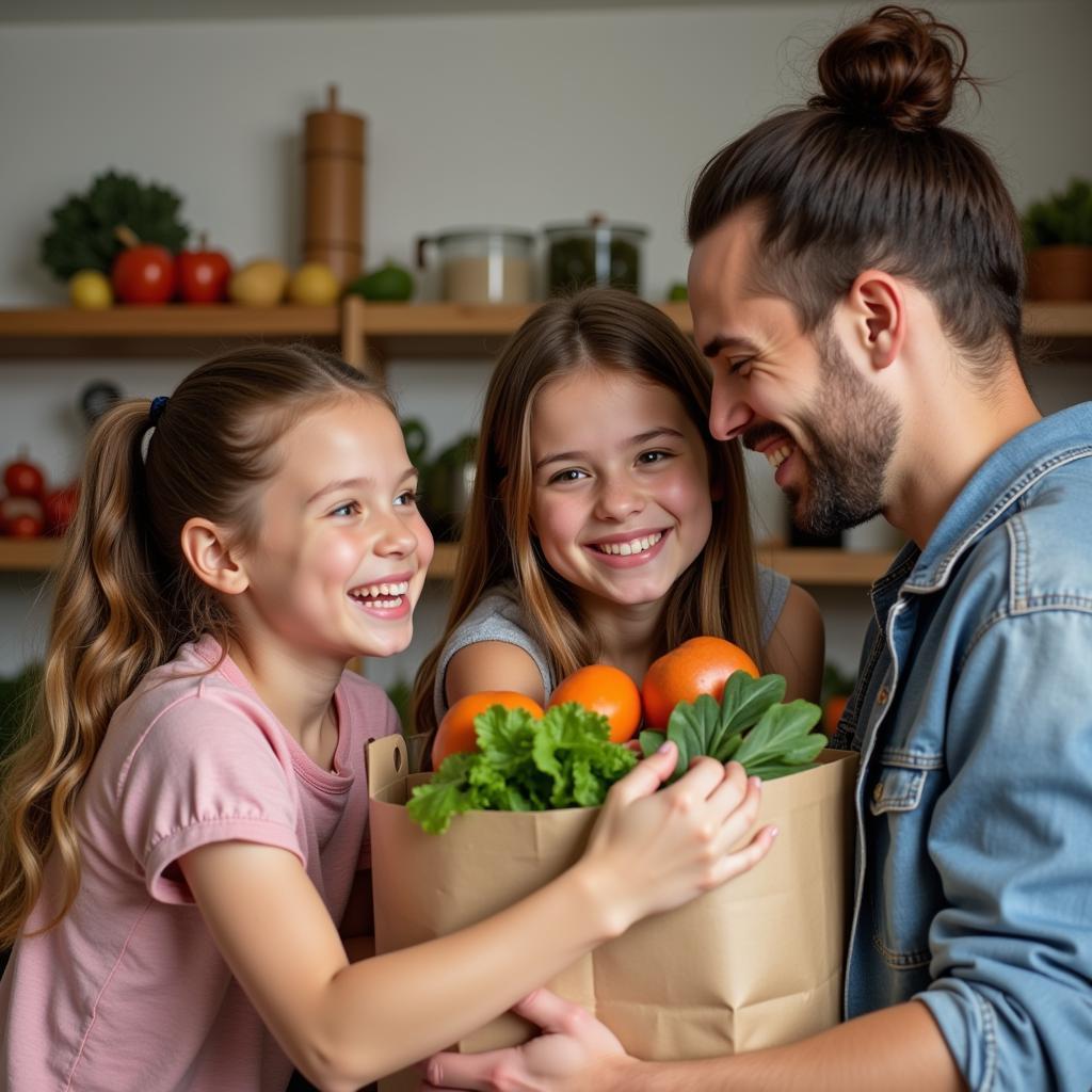 A family receiving food assistance at a Myrtle Beach food bank