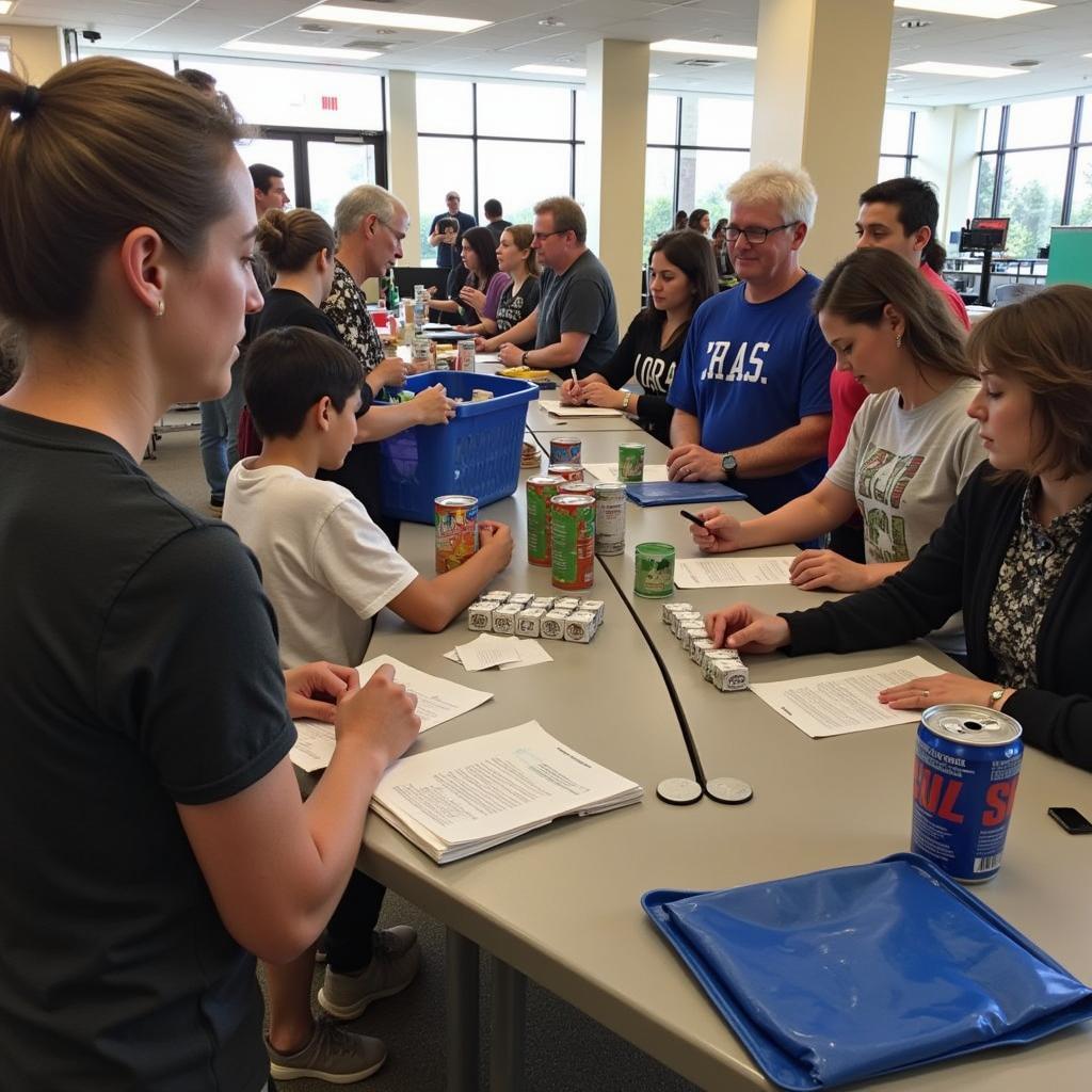 Individuals and families registering for food assistance at a Myrtle Beach food bank