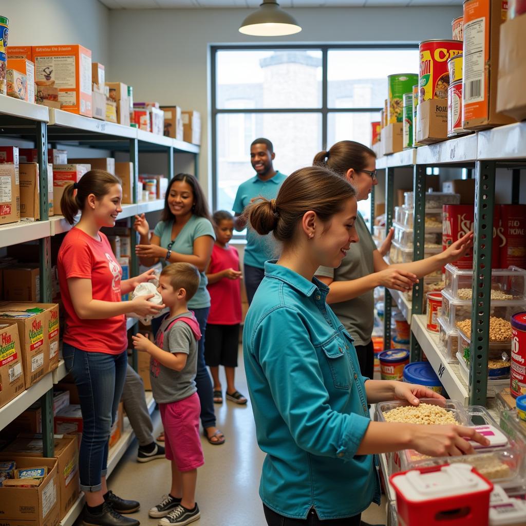 Volunteers at a Myrtle Beach food pantry organize donations