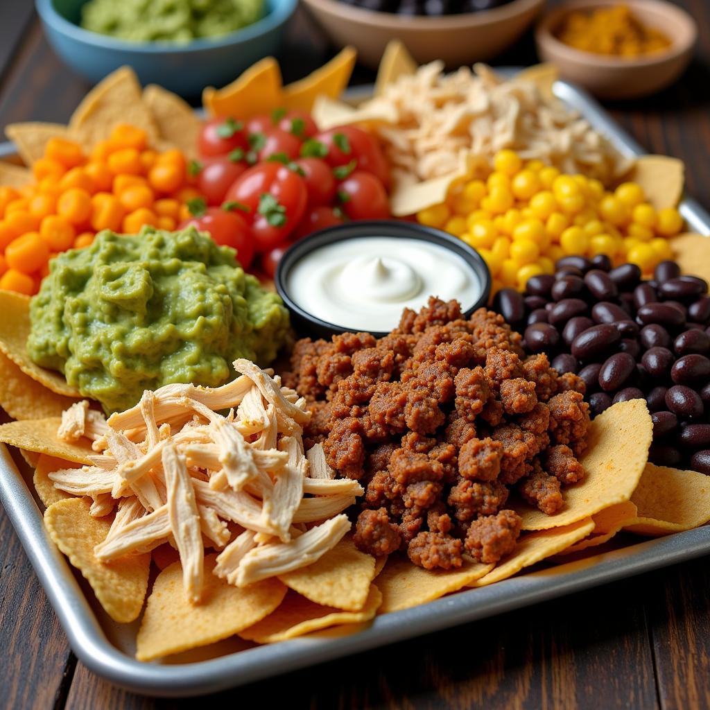 Nacho Food Tray with Variety of Toppings