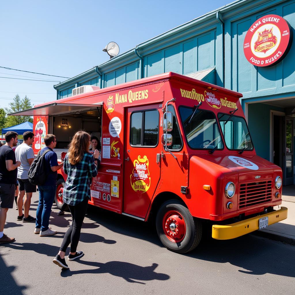 Nana Queens Food Truck parked on a busy street corner