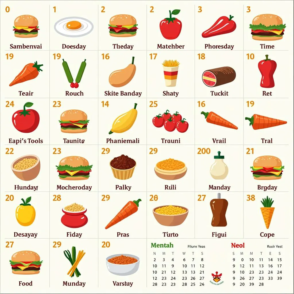 National Food Holidays Calendar