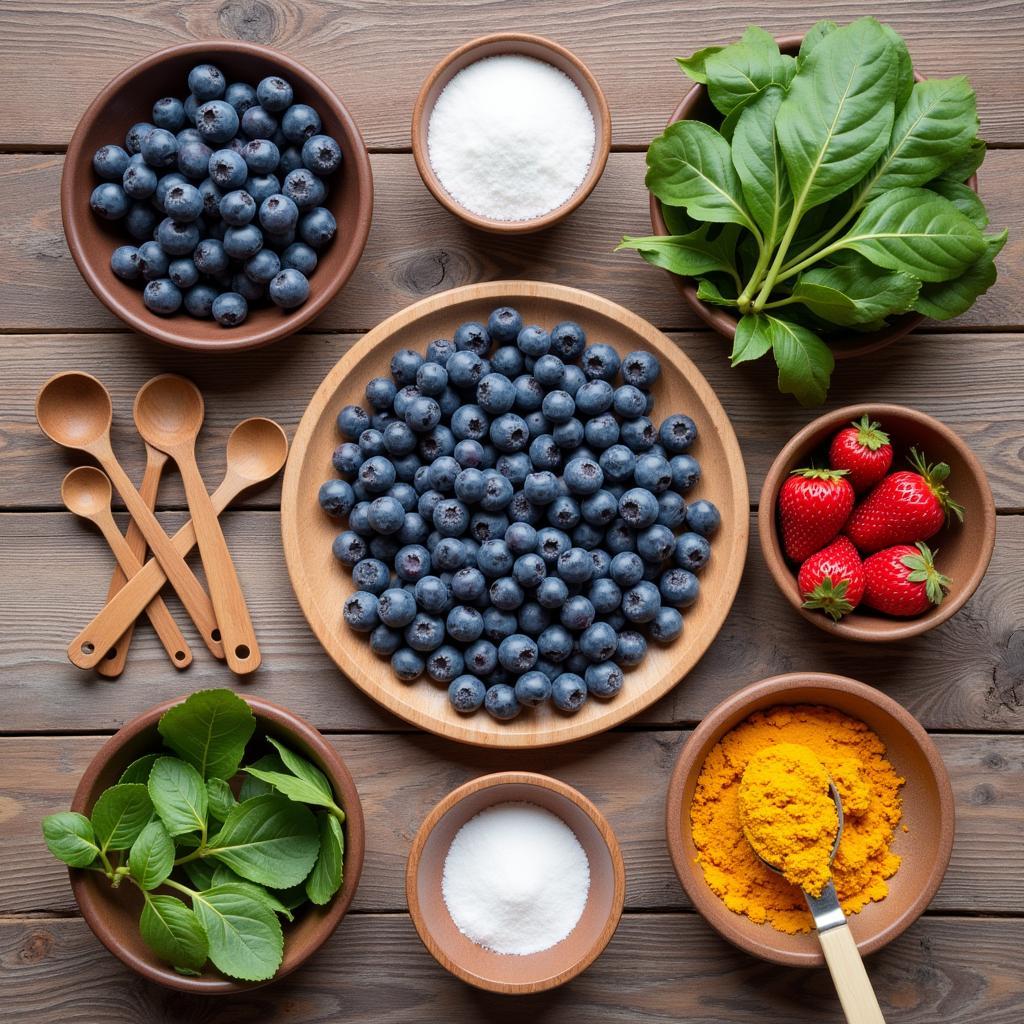 An assortment of natural food colouring ingredients