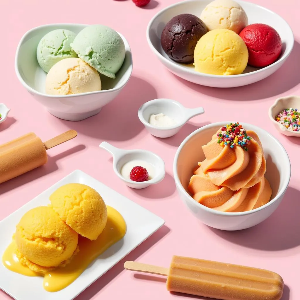 Colorful assortment of nieves flavors