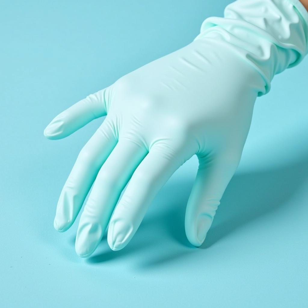 Close-up of nitrile exam gloves